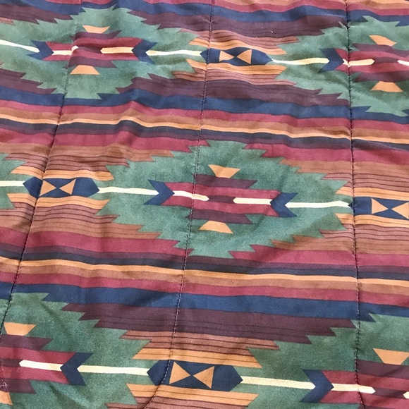 Vintage 80s Southwestern Aztec Art Deco Reversible Bed Spread Full Size 84x84 - Picture 2 of 11